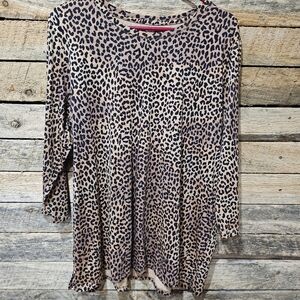 Womens Lands End Animal Print Tunic Long Sleeve Size Extra Large‎